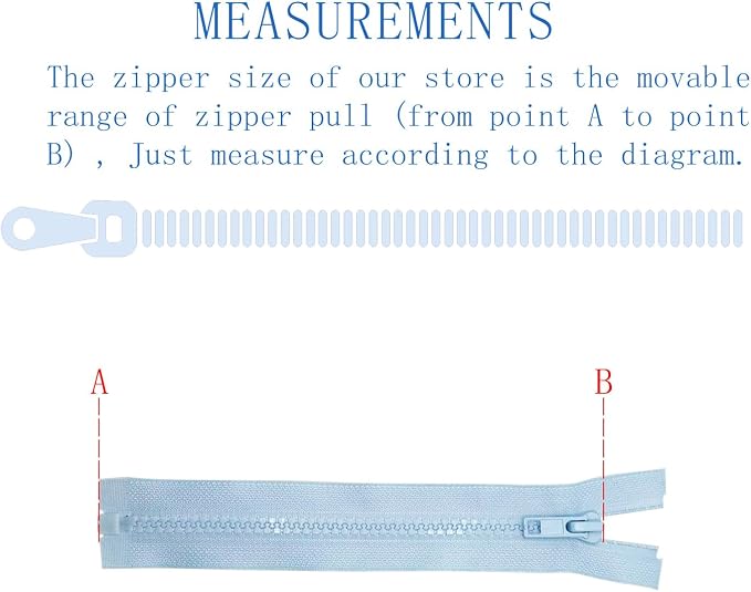 ANPURZII 2PCS #5 17 Inch Sky Blue Separating Jacket Zippers - Image 2