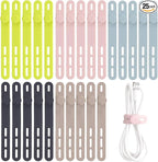 Oligei 25 Pcs Silicone Cable Ties, Cable Ties Reusable, High Elasticity Cord by Oligei