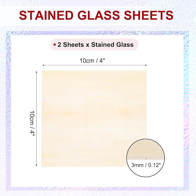 PATIKIL 4 x 4 Inch Transparent Stained Glass Sheets, 2 Sheets Mosaic Glass - Image 2