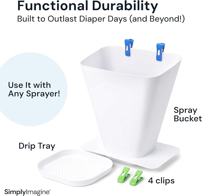 Cloth Diaper Sprayer Splatter Shield - White, Plastic, 1 Count - Splash-Proof Diaper Sprayer Shield - Essential Baby Registry Must-Haves - Portable Nursery Bucket for Baby Essentials