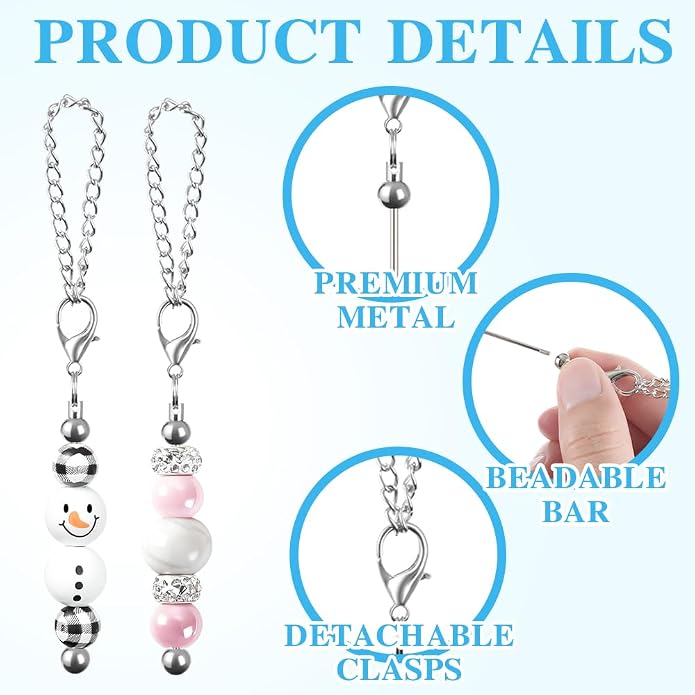 16PCS Beadable Keychain Bar Bulk, Metal Blank Beaded Keychain Bar - Image 4
