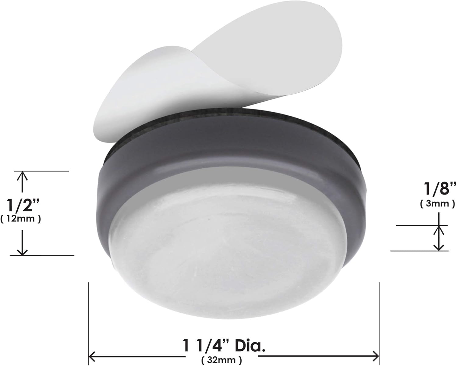 GorillaGlides CB323 1-1/4 Inch Furniture Sliders/Chair Glide Floor Protectors (Set of 8 Glides) Self-Adhesive Screw On Furniture Glides for Low Pile Carpet and Hard Surface Flooring, Round