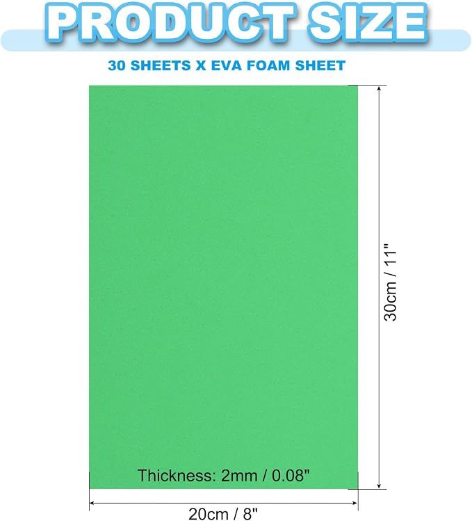 PATIKIL 30 Pack EVA Foam Sheets, Light Green - Image 2