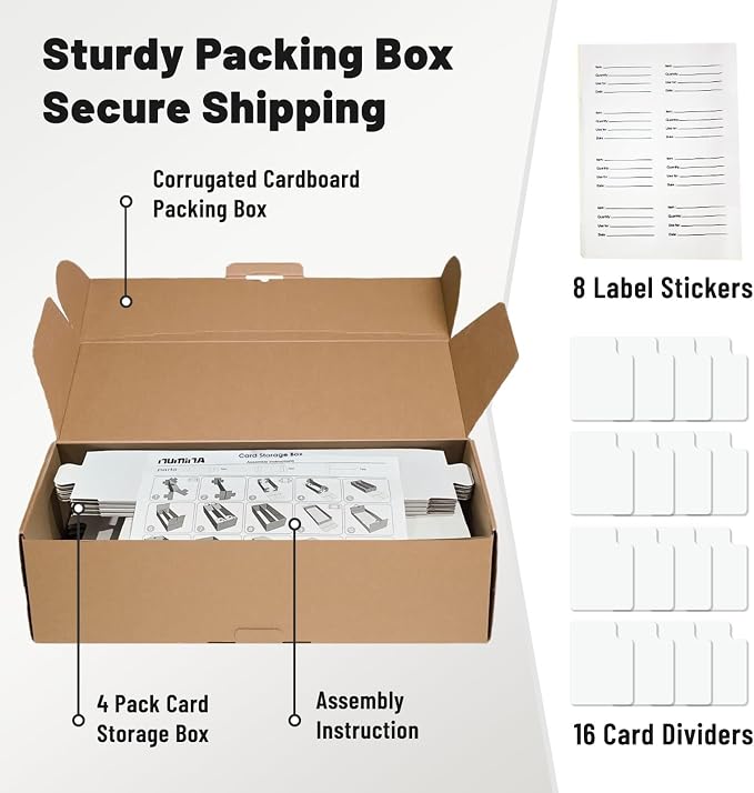NUMINA 4 Pack 2-Row Large Card Storage Boxes, Holds up to 1800 Cards per Box - Image 6