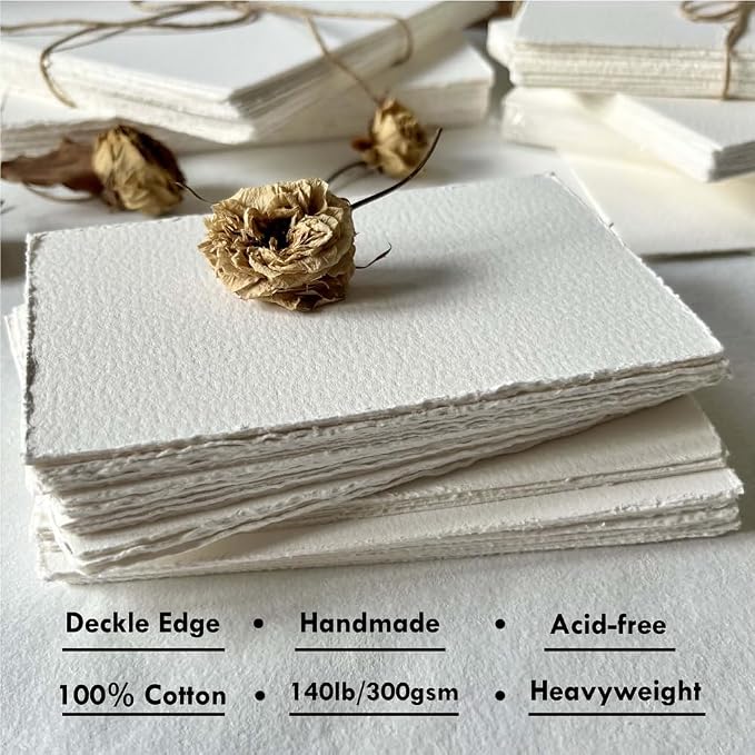 Deckle Edge Watercolor Paper, 100% Cotton, 140 LB, 300 g/m², 30 Sheets | Cold - Image 2