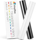 VinylRus Heat Transfer Vinyl-12” x 20ft Black and White Iron on Vinyl Roll by VinylRus