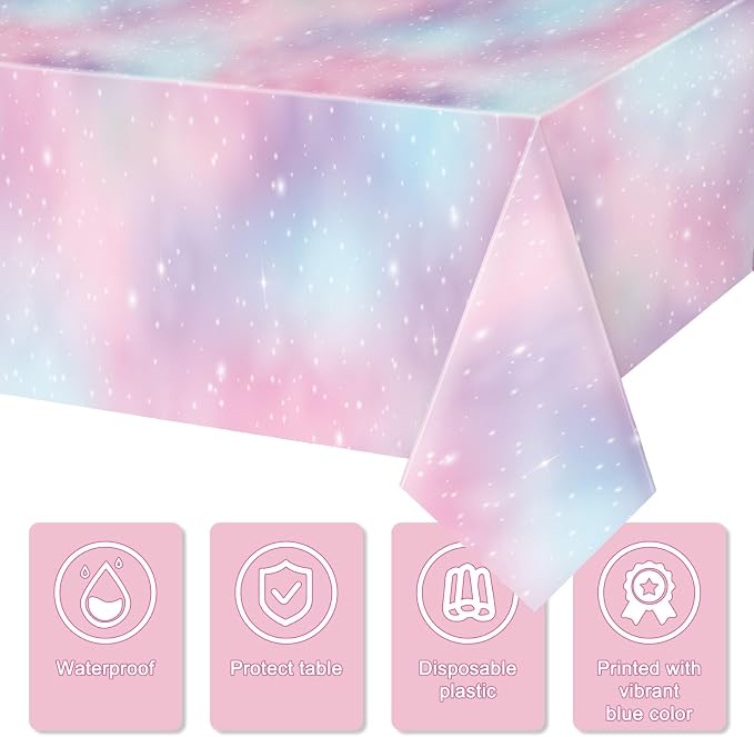 Tiamon 3 Pcs Pastel Rainbow Tablecloths Birthday Decorations Pastel Table Cloths - Image 3
