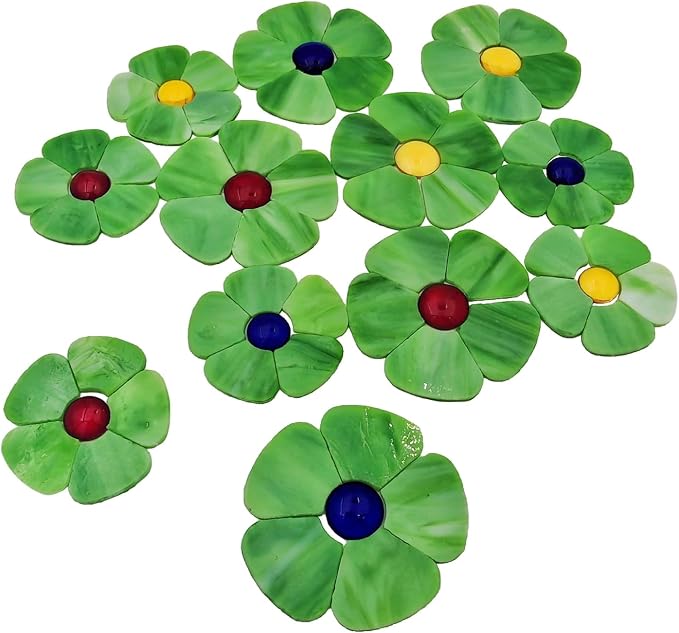 Esweny 12 Flower Stained Glass Mosaic Tiles by Esweny