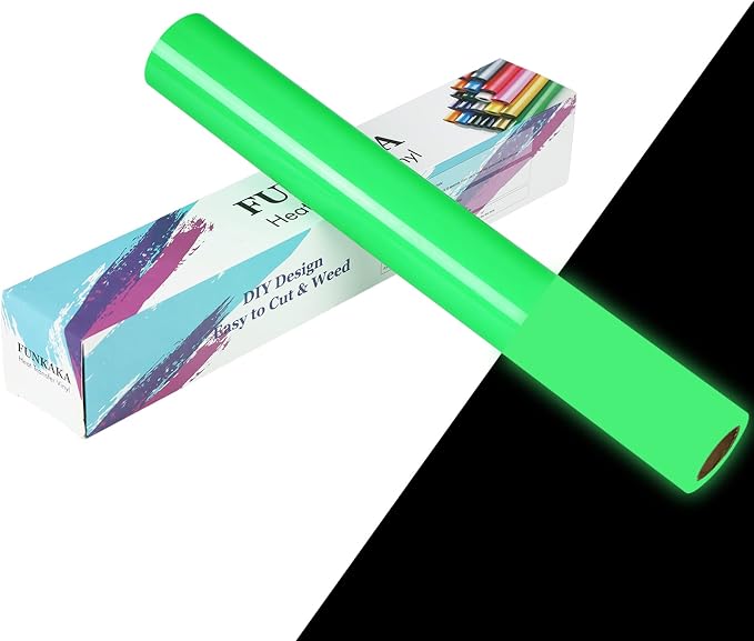 FUNKAKA Glow in The Dark Heat Transfer Vinyl Roll, Glow in Dark HTV Vinyl by FUNKAKA