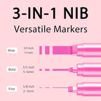 BIGTHUMB 3 Pcs Pink Jumbo Permanent Markers: 15mm Wide Tip Thick Acrylic Paint - Image 2
