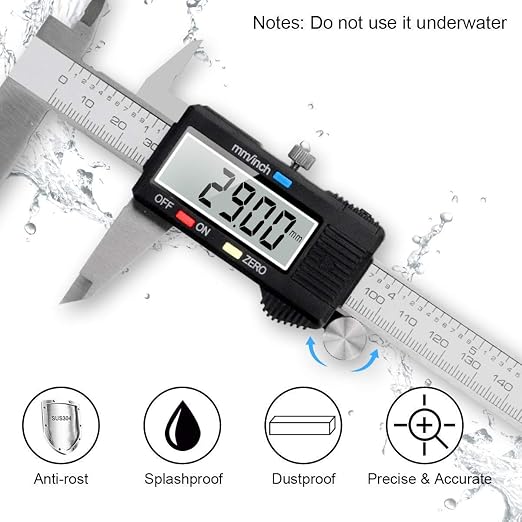 Caliper Measuring Tool, Qfun Vernier Digital Caliper Stainless Steel 6 - Image 5