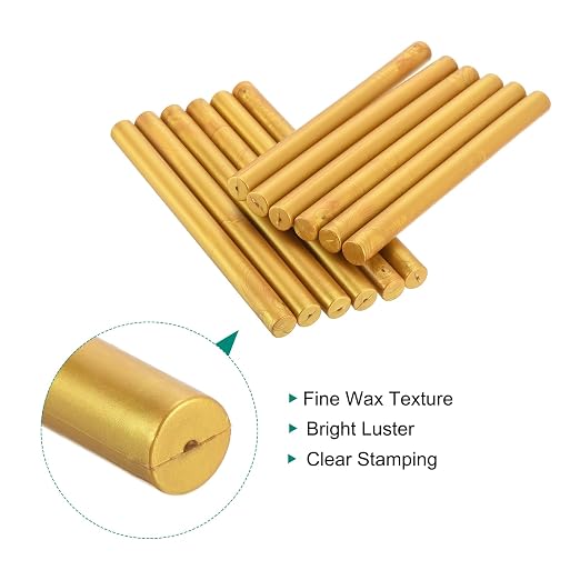 MECCANIXITY 12 Pcs Gold Cylinder Sealing Wax Stick Glue Gun Wax Seal Rod Craft - Image 3