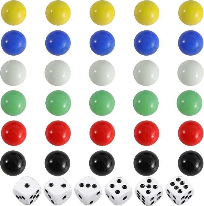 30 PCS Glass Marbles 6 Colors for Wahoo Marble Games 6 Dices 0.63in | Set of 30 - Image 6