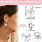 Beebeecraft 10Pcs 925 Sterling Silver Plated Heart Charms Metal Brass Love - Image 2