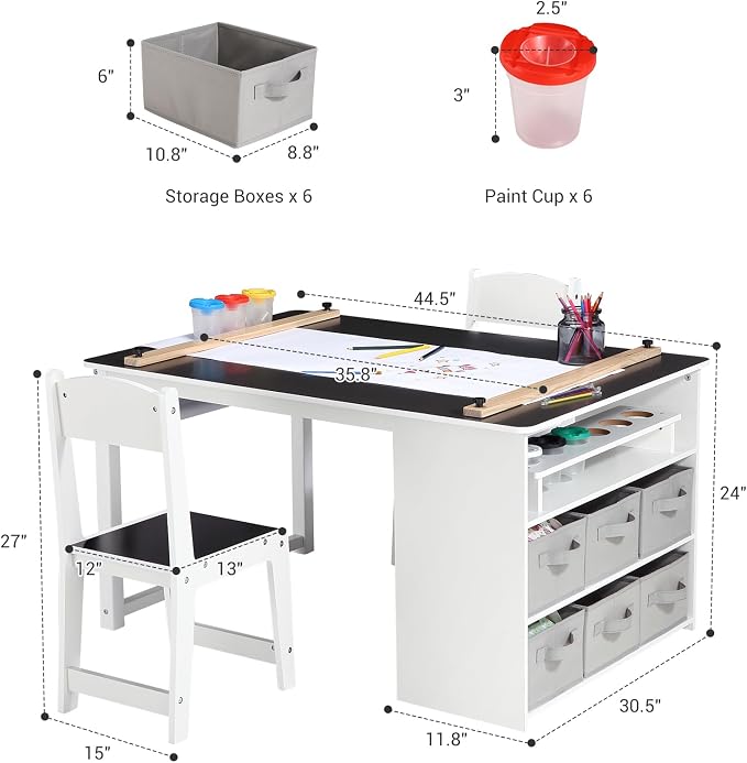 GarveeHome 4-in-1 Kids Art Table and Chair Set | Wood Toddler Activity Desk - Image 3