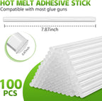 KISEER 100 Pack Clear 0.43 x 8 Inch Full Size Hot Glue Sticks Universal Fit - Image 2