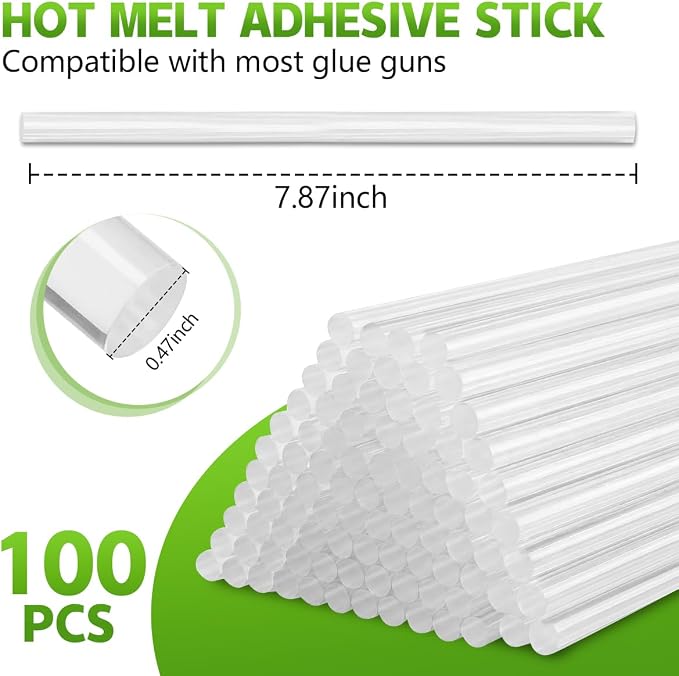 KISEER 100 Pack Clear 0.43 x 8 Inch Full Size Hot Glue Sticks Universal Fit - Image 2