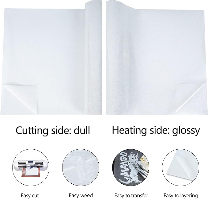 guangyintong Glitter White Heat Transfer Vinyl HTV Rolls - Image 4