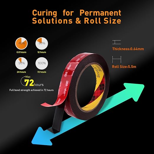 3M Double Sided Tape, Heavy Duty, 1/2” x 18Ft, Waterproof Foam Mounting Tape - Image 5
