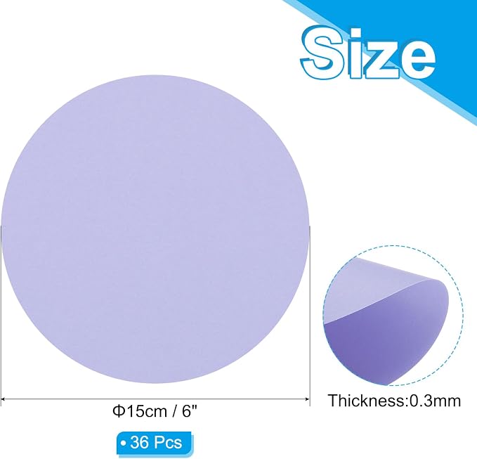 PATIKIL 6inch Circle Card Stock, Light Purple - Image 2