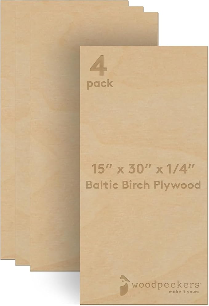 Baltic Birch Plywood 15 x 30 x 1/4 Inch - 6 mm Craft Wood by Woodpeckers