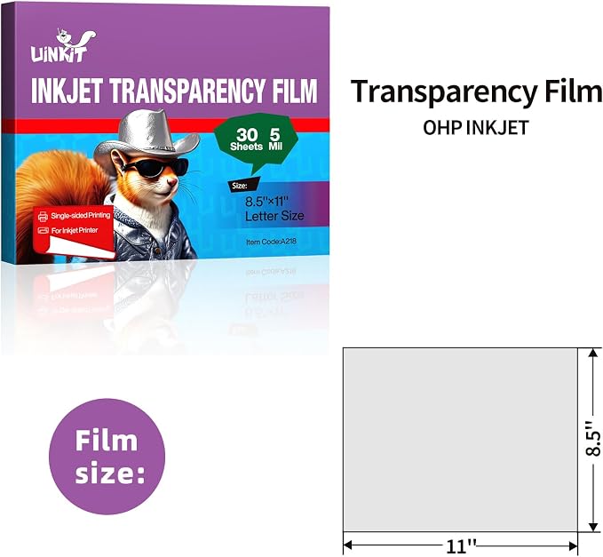 Uinkit 30 Sheets Pintable Transparency Film Acetate Clear Sheets - Image 3