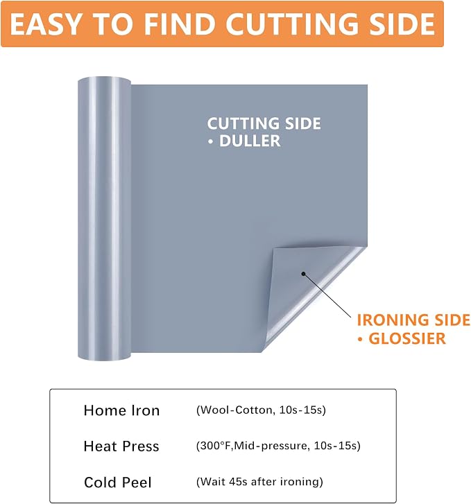 HTVVETUR Silver HTV Iron on Vinyl 12Inch by 35ft Heat Transfer Vinyl - Image 2