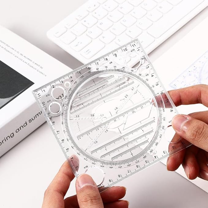 2 Pcs Multifunctional Drawing Ruler, Angle and Circle Maker Drawing Geometric - Image 4