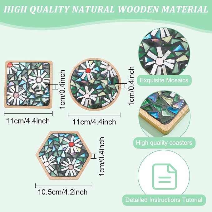 WEBEEDY 3 Styles DIY Mosaic Craft Kit Easy to Make DIY Flower Mosaic Bamboo - Image 3