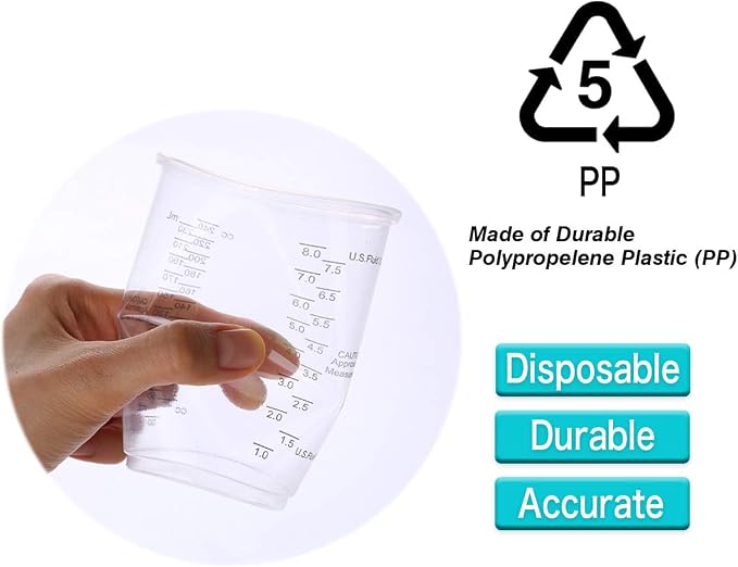 200Pcs 8oz Graduated Clear Plastic Measuring Cups Disposable Mixing Cups - Image 4