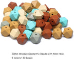 Geometric Wooden Beads 20mm Polygon Wooden Loose Spacer Beads - Image 7
