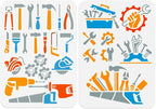 2pcs 11.69"x8.27" Tool Wall Stencil Templates Mechanical Tools Reusable Plastic by Doodlream