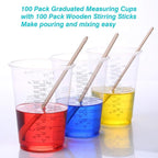 XUXU 100pcs 8oz Graduated Clear Plastic Measuring Cups - Image 6
