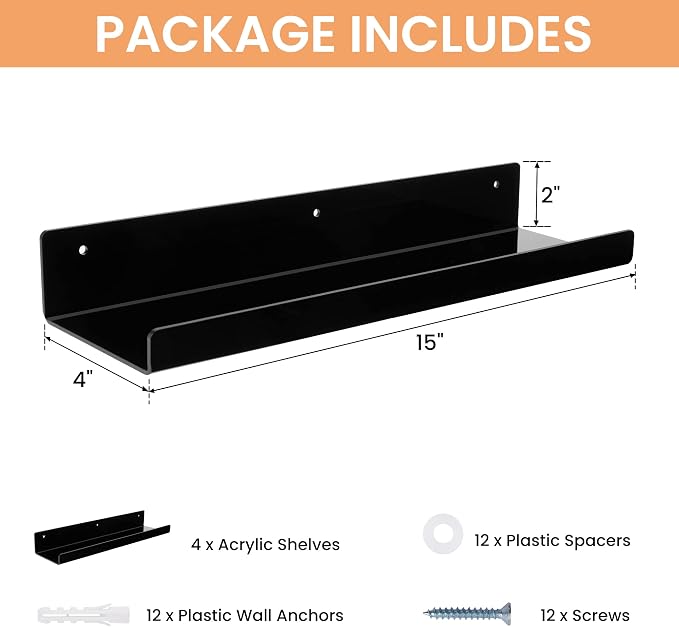 upsimples 4 Pcs 15" Acrylic Shelves - Image 3