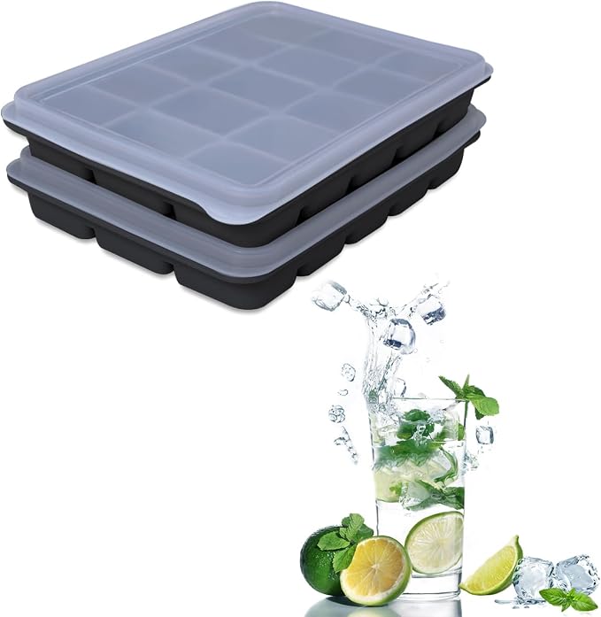 Tvmania Ice Cube Trays Set of 2, 15-Cube Silicone Molds by Tvmania