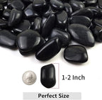 YISZM 20lbs Black Pebbles for Plants, 1-2 Inch High Polished Natural River - Image 2