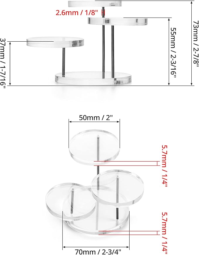 QWORK Round Acrylic Products Display Riser Stands, 3 Tier Jewelry Display Stands - Image 2