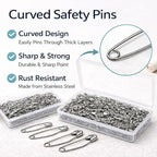 250 PCS 1.5 Inch Curved Safety Pins, Stainless Steel Quilting Pins | Curved - Image 3