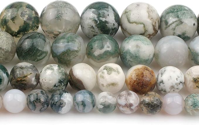 35pcs Round Loose Tree Agate Beads - Image 8