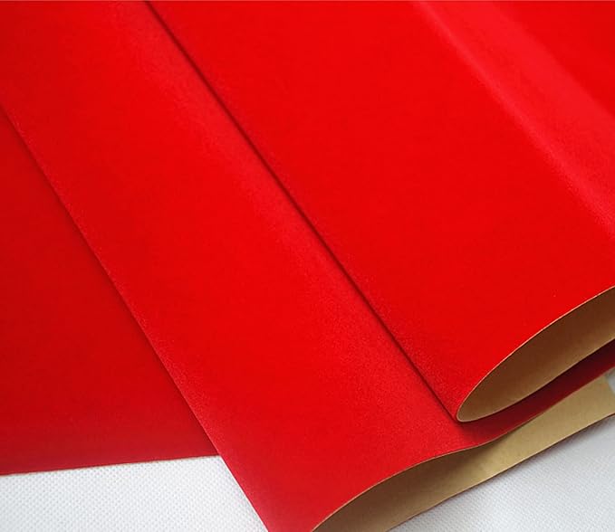 Red Self Adhesive Velvet Fabric Sticky Felt Sheets - Image 7