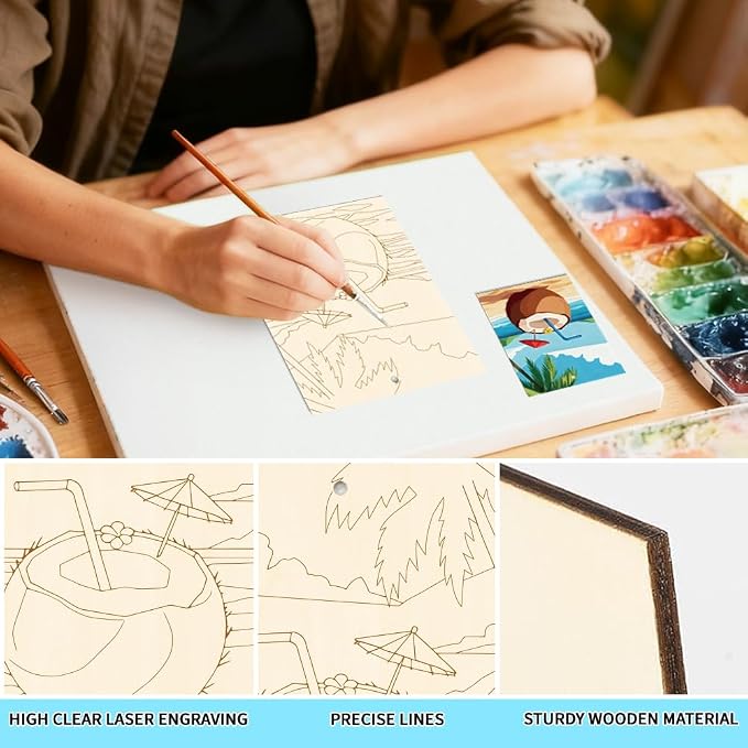 15 Pcs Unfinished Wood Crafts to Paint - Image 5