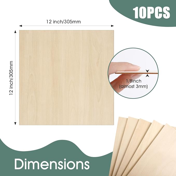 20 Pack Basswood Sheets 1/8x12x12 Inch 3mm Basswood - Image 2