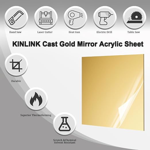 KINLINK 8x12 Plexiglass Sheets 1/8 inch Thick - 3mm Mirror Cast Acrylic Sheet - Image 3