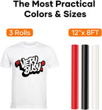 HTVRONT HTV Vinyl Rolls Black White and Red Heat Transfer Vinyl - Image 6