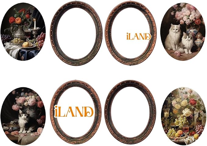 iLAND Miniature Dollhouse Accessories, 4 Dollhouse Picture Frames Set w/Printed - Image 2