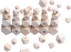 100Pcs Natural Geometric Polygon Wood Beads, Unfinished Wooden Loose Spacer by woodeni
