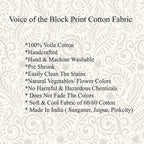 E-Tailor® Indian Ethnic 100% Cotton Voile Running Hand Block Print Natural - Image 4