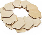 50PCS Wooden Hexagonal, Made of Basswood, 4 Inch Unprocessed Wood Pieces by Prainetooy