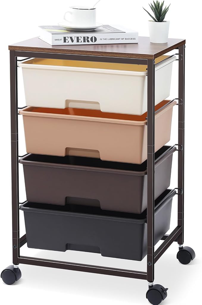 SYKIARIOL Utility Cart with 4 Drawers, Rolling Storage Cart with Drawers by SYKIARIOL