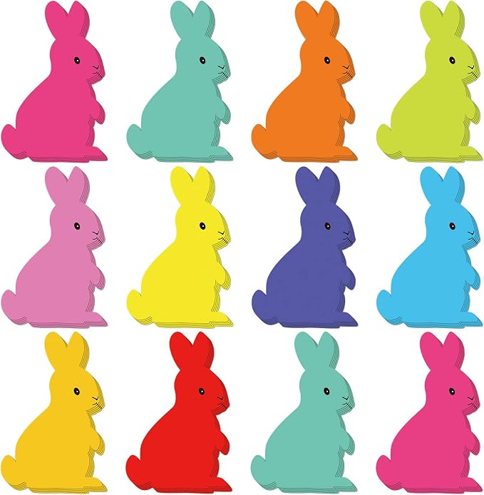 200 Pieces Bunny Paper Cutouts Easter Bulletin Board Decorations Colorful Bunny by Eaasty